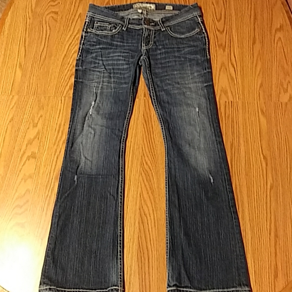 BKE Stella 28R Flare Rhinestones Embroidered Jeans